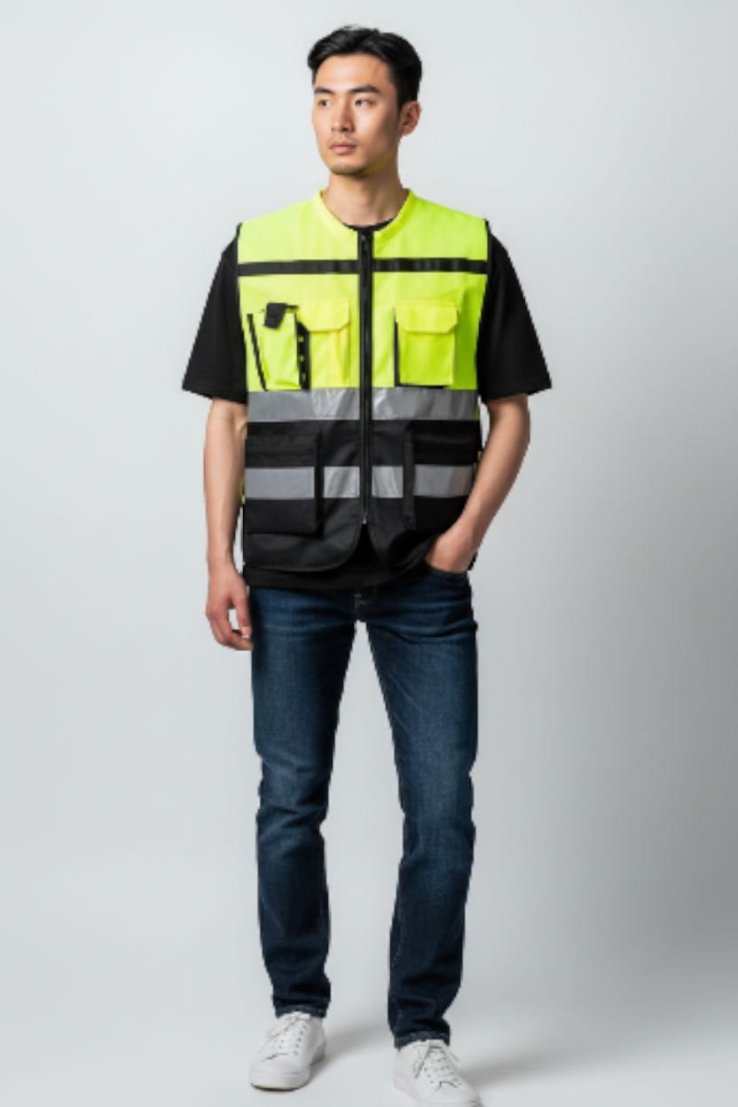 SAFETY VEST HIJAU STABILLO KOMBINASI HITAM